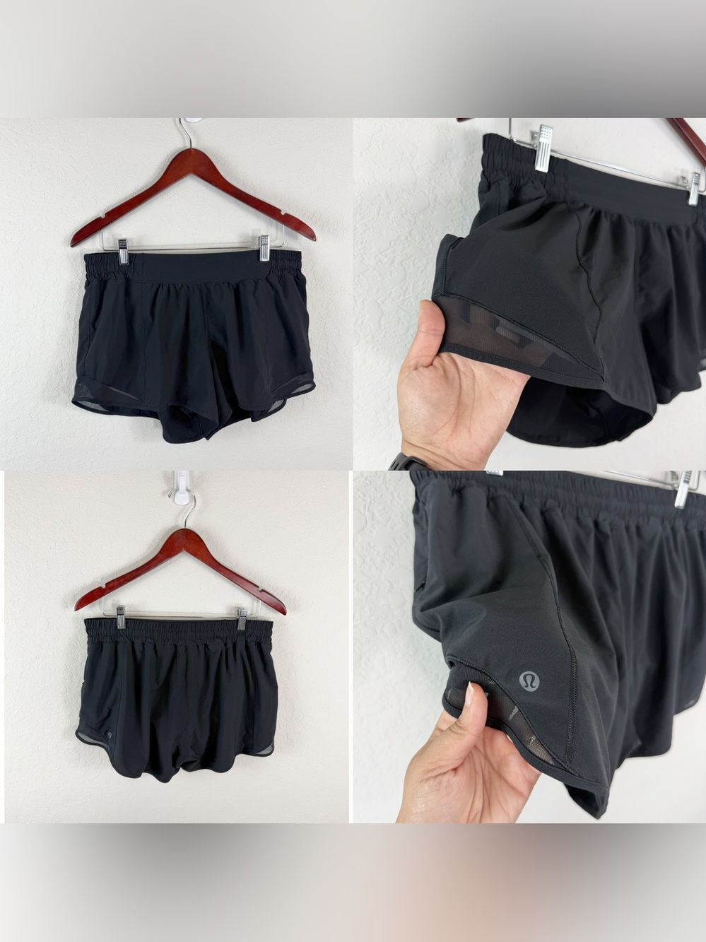 •LULULEMON• Hotty Hot Short II 4” Black Lined Size 14